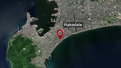 Hakodate City Zoom (Japan) from Space to Earth