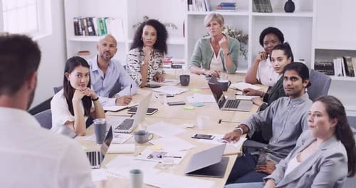 4k video footage of a group of businesspeople having a meeting in a modern office