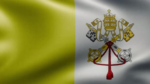 Realistic Waving Vatican City Flag Animation with Papal Insignia