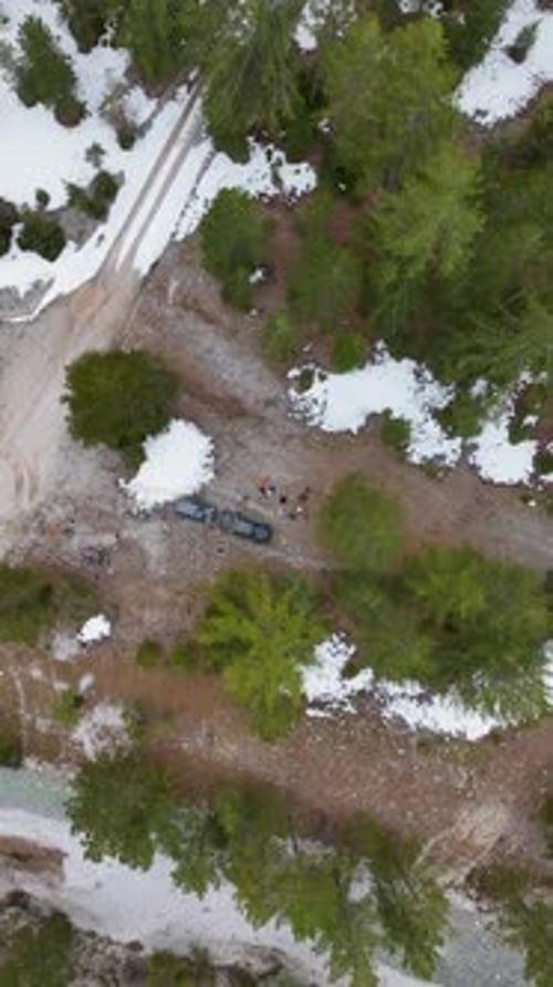 Vertical Video Nature's Symphony Aerial View of Dramatic Mountains and Enchanting Forest
