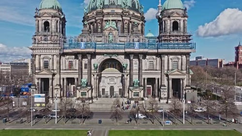 Aerial view revealing Berlin Cathedral , Germany