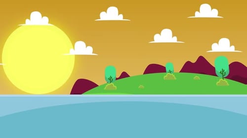 Cartoon Sunset The Lake Background Animation