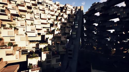 Arquitectura urbana innovadora con edificios residenciales y diseño moderno