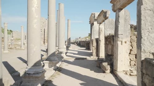 Scenic colonnade in Perge (Perga) at Antalya Province, Turkey