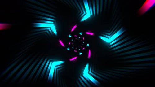 Cyan And Pink Hypnotic Spiral Neon Tunnel Background Vj Loop I 4K