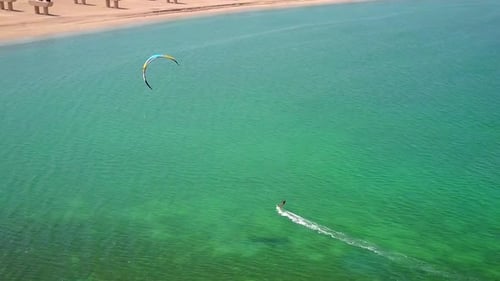 Aerial view Kite Surfing