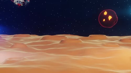 Fantastisches Raumschiff landet auf einem Planeten