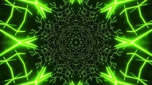 Fondo dinámico de movimiento de túnel geométrico abstracto verde neón