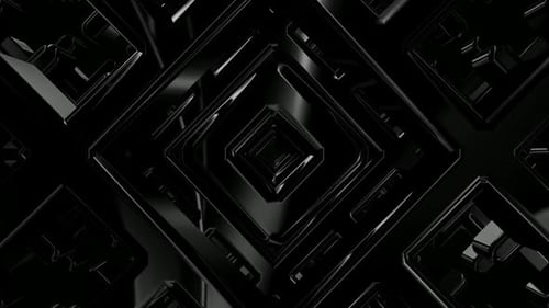 Background with a Tunnel of Black Figures, Shapes, 3D Render, Reflection, Exclusive