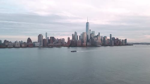 Manhattan NY View From Hudson Manhattan World Trade Center WTC Business District of Manhattan NYC