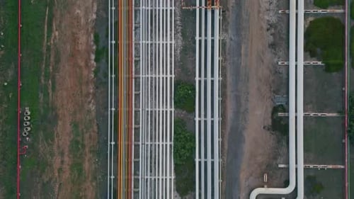Power Plant Pipeline Drone View Gas Oil Transportation System at Energy Factory