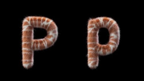 3D animation of a uppercase and lowercase Giraffe woolen letter P