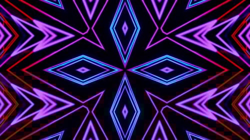 Blue abstract background with star pattern in the middle. Kaleidoscope VJ loop