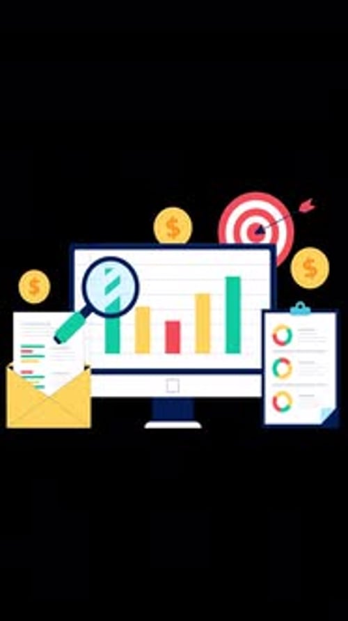 Stocks And Investments Animation Vertical Alpha Channel