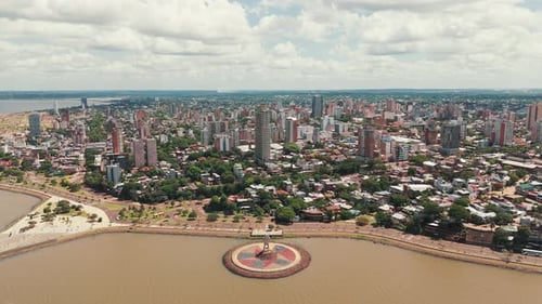 City of Posadas in Argentina and its iconic Monumento al Indio Andresito de Guacurarí, symbolizing c