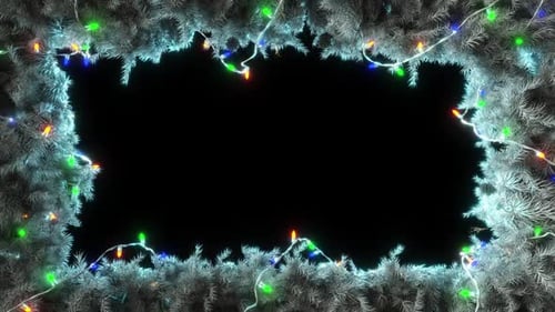 Christmas Tree Branch Frame with Blinking Holiday Lights
