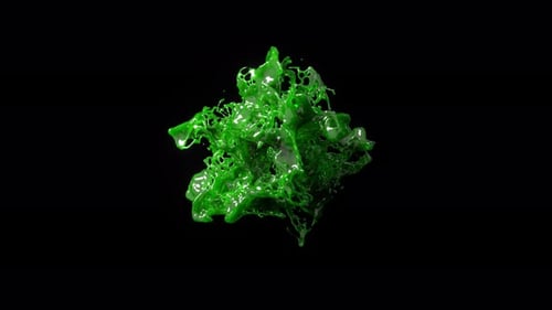 Green Liquid Explosion in 3D Animation Capturing a Highdetail Dynamic Splash Against a Stark Black