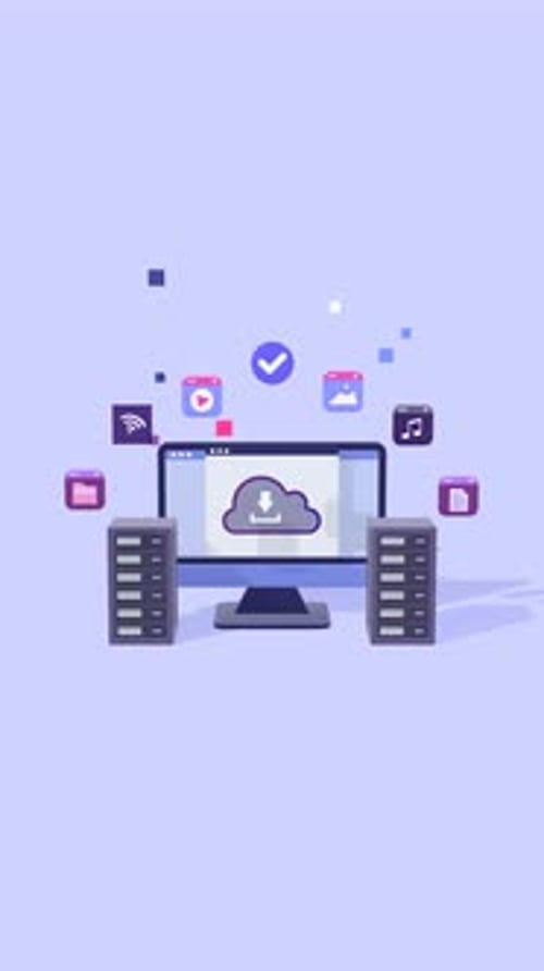 Vertical Animation of Cloud Storage and Data Management for Technology.