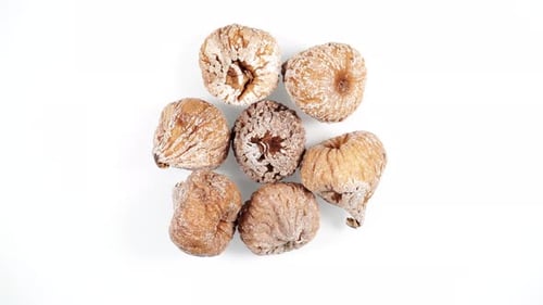 Dried Fig Fruits Rotating, Top Down View