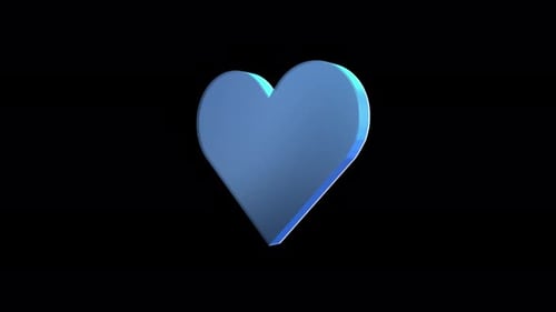 Glossy Blue 3D Heart Rotating Icon