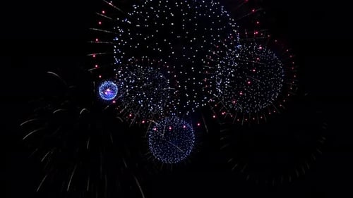 Vibrant Fireworks Exploding Against a Black Sky for Celebrations