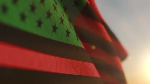 Szene zur Feier der Freiheit, die Flagge des 19. Juni schwenkt