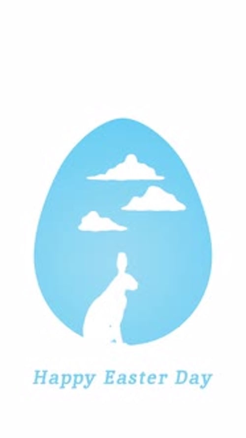Minimalist Easter Egg and Rabbit Animation with Text Reveal