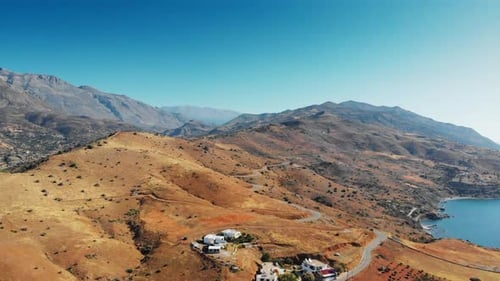 Aerial view of small town and island