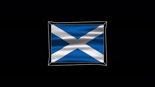 Drapeau national de l'Écosse ondulant à l'intérieur d'un cadre géométrique 2D sur fond transparent