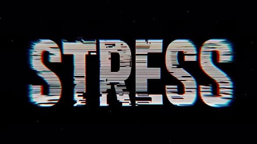 Animation de texte Glitch Stress : boucle transparente avec superposition de fond noir