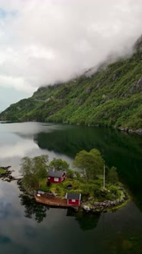 Serene Norway Landscape Featuring Picturesque Coastline and Tranquil Island Retreat