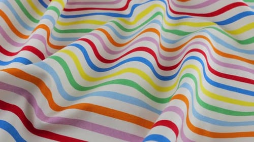 Colorful Striped Fabric Gently Undulating Close Up
