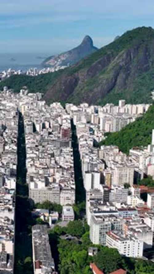 Rio de Janeiro Skyline at Copacabana Beach in Rio de Janeiro Brazil.