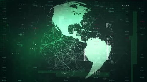 Futuristic Digital Globe with Connecting Data Network Animation