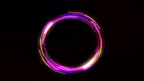 Abstract Glowing Circles Animation. 4k rotate glow neon circle