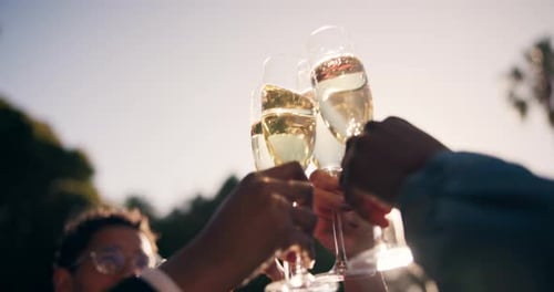 Group of Friends Toasting Champagne at Celebration