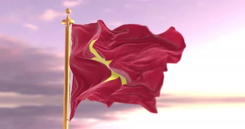 Realistic 3D Waving Red Flag with Yellow Star