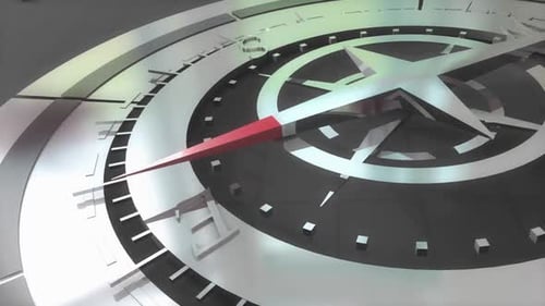 Nahaufnahme eines metallischen Kompasses mit Sterndesign