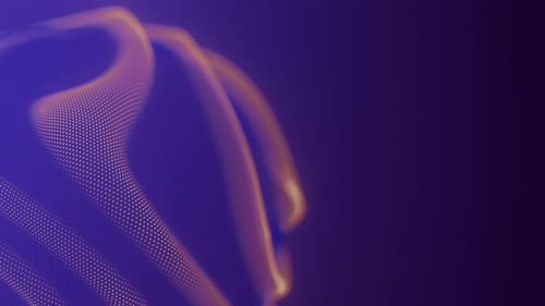 Nahaufnahme von Verzerrungswellen auf einer abstrakten Partikelschleife Digitale Datenspritze von Sphärisch