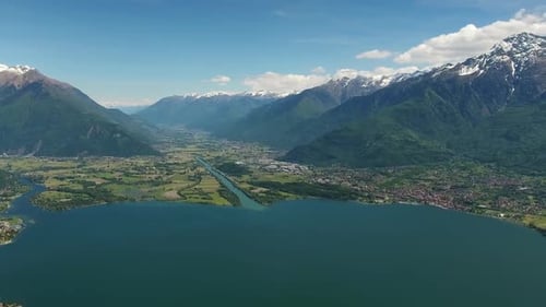 Aerial Panorama on Como Lake in Italy