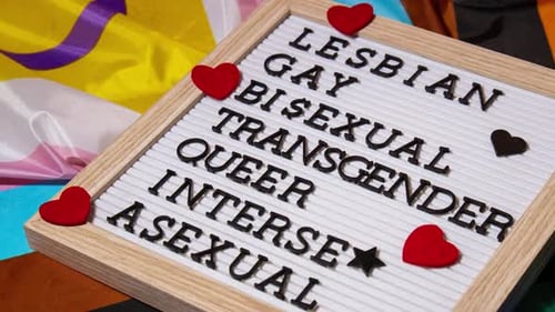 Pride Identities on Letter Board with Light Flicker