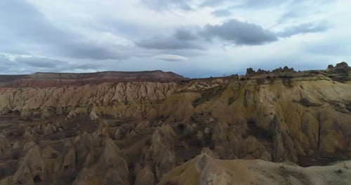 aerial view of Cappadocia. drone shot 4K. famous valley in Goreme ,Turkey.