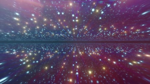 Abstract glowing energy hi-tech lines and digital particles tunnel with bokeh effect background