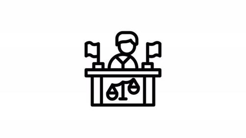 Lawyer At Desk – Animated Line Icon – Seamless Loop – 4K 30fps