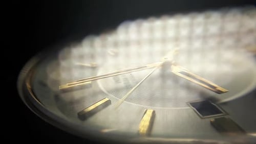 Extreme Close-Up Of Mechanical Watch Clockwise.