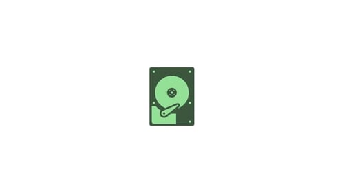 Animated Flat Design Hard Drive Icon with Data Access