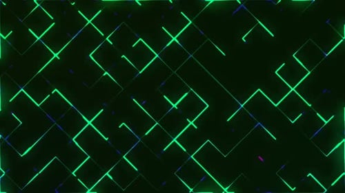 Shiny Green Blue Neon Light Moving In Squares