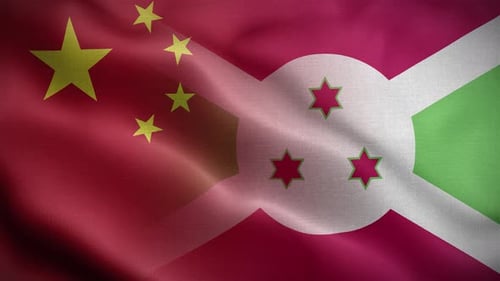 China and Burundi Flags Blended Waving Motion Graphic