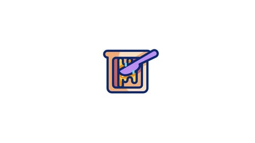 Animated Flat Design Icon of Spreading Butter on Toast