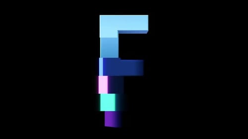 Letter F Futuristic Block Reveal Animation